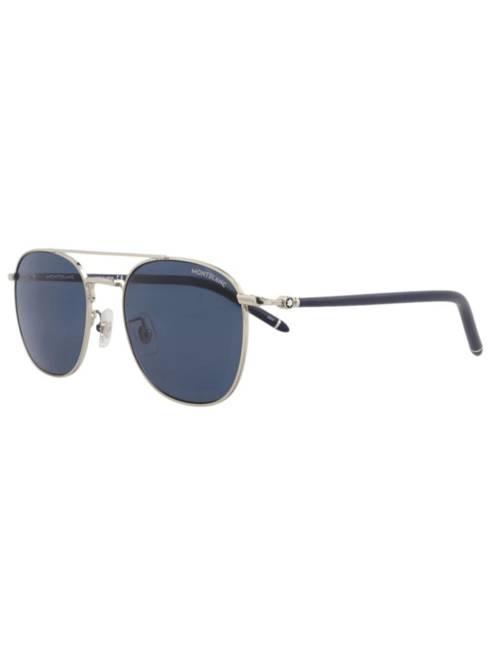 New Montblanc Women's Sunglasses Aviator Metal Frame Mens Silver Blue Blue